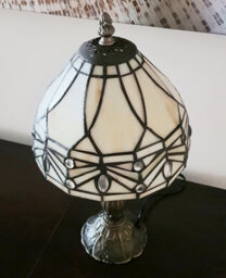 K Living Kilbride Tiffany Bronze Table Lamp And Leaded Cream Marble Wash Glass Shade - thumbnail 5