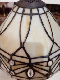 K Living Kilbride Tiffany Bronze Table Lamp And Leaded Cream Marble Wash Glass Shade - thumbnail 3