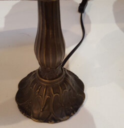 K Living Kilbride Tiffany Bronze Table Lamp And Leaded Cream Marble Wash Glass Shade - thumbnail 2