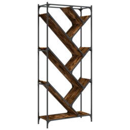 Berkfield Bookcase Smoked Oak 79X30X180 Cm Engineered Wood And Metal - thumbnail 2
