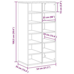Berkfield Elegant Shoe Rack Old Wood 54X34X100.5 Cm Engineered Wood - thumbnail 9