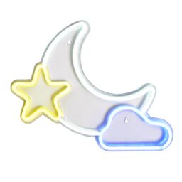 Glow Arlo Moon & Star Neon White, Yellow & Blue Plug-In Led Wall Light - thumbnail 2
