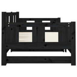 Berkfield Pull-Out Day Bed Black Solid Wood Pine 2X(90X190) Cm - thumbnail 9