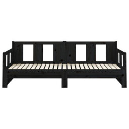 Berkfield Pull-Out Day Bed Black Solid Wood Pine 2X(90X190) Cm - thumbnail 8