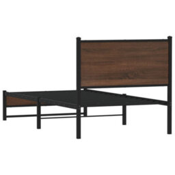 Berkfield Metal Bed Frame Without Mattress Brown Oak 90X200 Cm - thumbnail 7