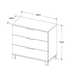 Furneo Modern Dark Oak Effect Chest Of Drawers Cabinet 3 Drawers Storage Cozy 03 - thumbnail 6