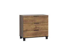 Furneo Modern Dark Oak Effect Chest Of Drawers Cabinet 3 Drawers Storage Cozy 03 - thumbnail 2