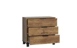 Furneo Modern Dark Oak Effect Chest Of Drawers Cabinet 3 Drawers Storage Cozy 03 - thumbnail 3
