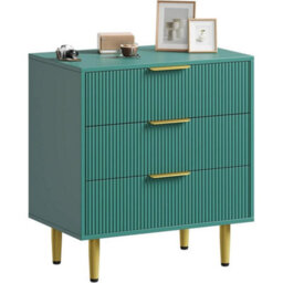 Green 3 Drawer Modern Bedside Cabinet Bedroom Nightstand Storage - thumbnail 1