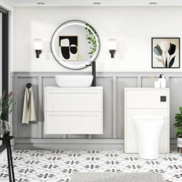 Royal Bathrooms Royal Bathroom Elmore 700mm Classic White Wall Mounted Countertop Bathroom Vanity Unit 2 Drawer With Elva Basin - thumbnail 5