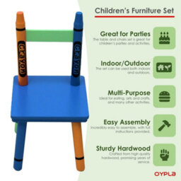 Oypla Childrens Wooden Crayon Table And Chairs Set Kids Room Furniture - thumbnail 9