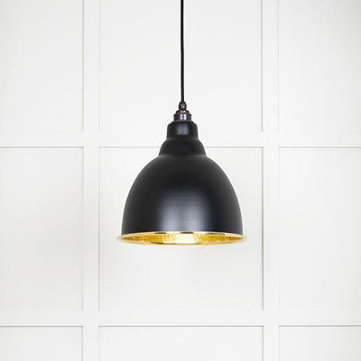 From the Anvil Hammered Brass Brindley Pendant In Elan Black - image 1