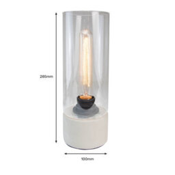 Verve Design Upton Glass Shade Concrete Cylinder E27 Industrial Table Lamp Light Office Desk Bedside Edison Led Compatible Modern - thumbnail 4