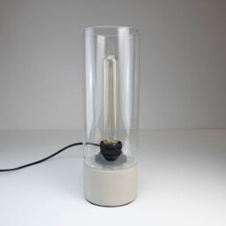 Verve Design Upton Glass Shade Concrete Cylinder E27 Industrial Table Lamp Light Office Desk Bedside Edison Led Compatible Modern - thumbnail 2