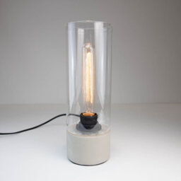 Verve Design Upton Glass Shade Concrete Cylinder E27 Industrial Table Lamp Light Office Desk Bedside Edison Led Compatible Modern - thumbnail 1