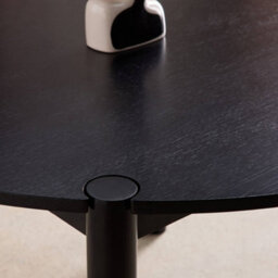 Sweeek - Round Rubberwood Dining Table Diam.120Cm Seats 4 Black - Clemence - thumbnail 7