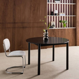 Sweeek - Round Rubberwood Dining Table Diam.120Cm Seats 4 Black - Clemence - thumbnail 4