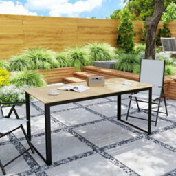 Outsunny Garden Dining Table For 6 People With Slatted Table Top Metal Frame - thumbnail 8