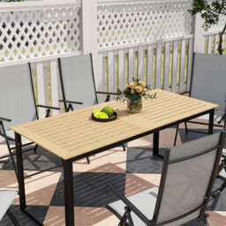 Outsunny Garden Dining Table For 6 People With Slatted Table Top Metal Frame - thumbnail 9