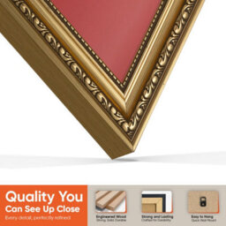 "AK Frames 25X17"" Gold Ornate Vinyl Record Frame With Crimson Mount For 12 Inch Lp Cover & Disc - Overlapped Design" - thumbnail 3