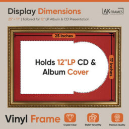 "AK Frames 25X17"" Gold Ornate Vinyl Record Frame With Crimson Mount For 12 Inch Lp Cover & Disc - Overlapped Design" - thumbnail 2