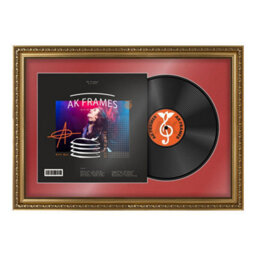 "AK Frames 25X17"" Gold Ornate Vinyl Record Frame With Crimson Mount For 12 Inch Lp Cover & Disc - Overlapped Design" - thumbnail 1