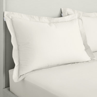 Bianca Fine Linens 200 Thread Count Cotton Percale Oxford 50X75Cm + Border Pack Of 2 Pillow Cases With Envelope Closure Cream - image 1