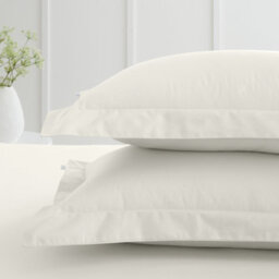 Bianca Fine Linens 200 Thread Count Cotton Percale Oxford 50X75Cm + Border Pack Of 2 Pillow Cases With Envelope Closure Cream - thumbnail 2