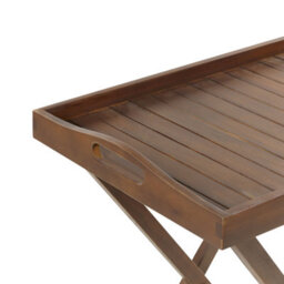 Beliani Garden Side Table Amantea Acacia Wood Dark Brown Folding - thumbnail 6
