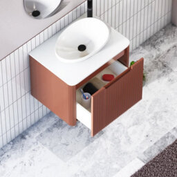 Royal Bathrooms Avenza 600mm Terracotta Clay Wall Hung Bathroom Countertop Vanity Unit 1 Drawer With Nova Basin - thumbnail 5