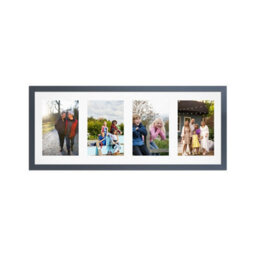 AK Frames 50X20Cm Dark Grey Sleek Multi Photo Frame With White Mount - Holds 4 Apertures (4X) 6X4 Photos - thumbnail 1