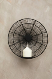 Orsina Black Wall Sconce, Modern Black Glass Candle Holder, Luxe Metal Art, Modern Wall Scone, Industrial Accent - thumbnail 2