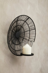Orsina Black Wall Sconce, Modern Black Glass Candle Holder, Luxe Metal Art, Modern Wall Scone, Industrial Accent - thumbnail 3