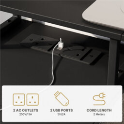 Yaheetech Black 140 Cm L Shaped Wooden Computer Desk With Charging Station & 4 Drawers - thumbnail 4