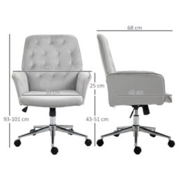 Vinsetto Swivel Computer Chair W/ Arm Modern Style Tufted Home Office Light Grey - thumbnail 3