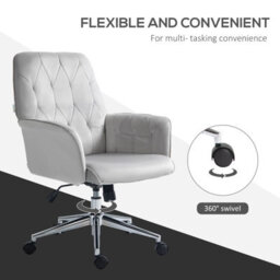 Vinsetto Swivel Computer Chair W/ Arm Modern Style Tufted Home Office Light Grey - thumbnail 7