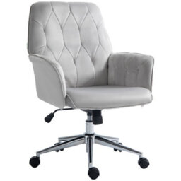 Vinsetto Swivel Computer Chair W/ Arm Modern Style Tufted Home Office Light Grey - thumbnail 2