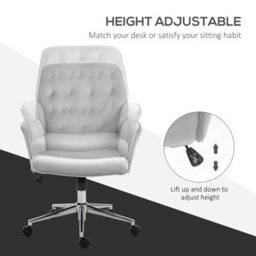 Vinsetto Swivel Computer Chair W/ Arm Modern Style Tufted Home Office Light Grey - thumbnail 4