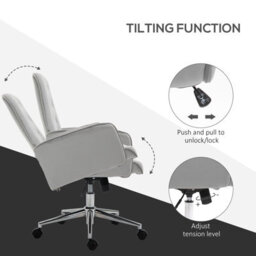 Vinsetto Swivel Computer Chair W/ Arm Modern Style Tufted Home Office Light Grey - thumbnail 6