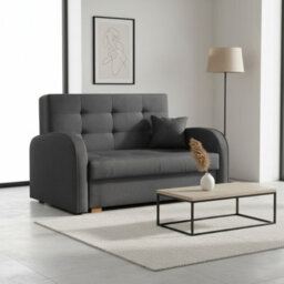 Sofa Bed Viva Gold Ii With Storage Free Standing Upholstered Back Wooden Legs Sleeping Area 133X98X85Cm Grey
