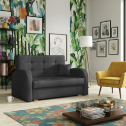 Sofa Bed Viva Gold Ii With Storage Free Standing Upholstered Back Wooden Legs Sleeping Area 133X98X85Cm Grey - thumbnail 2