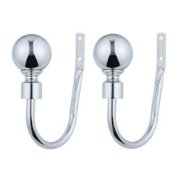 A.unique Home Plain Pair Of Round Ball Metal Holdbacks With Fittings - Nickel - thumbnail 2