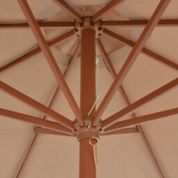 Berkfield Elegant Outdoor Parasol With Wooden Pole 300 Cm Taupe - thumbnail 5