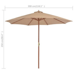 Berkfield Elegant Outdoor Parasol With Wooden Pole 300 Cm Taupe - thumbnail 7