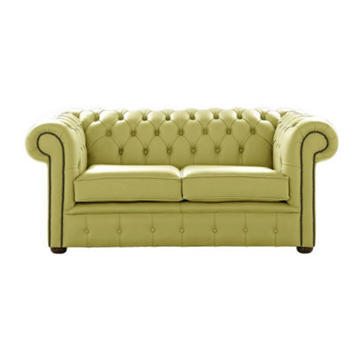 Chesterfield 2 Seater Shelly Field Green Leather Sofa Settee Bespoke In Classic Style - image 1