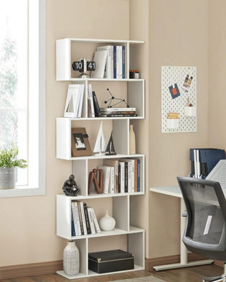 Songmics Wooden Bookcase, Cube Display Shelf And Room Divider, Freestanding Decorative Contemporary 6 Tier Storage Shelving Bookshelf Unit - image 1