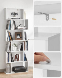 Songmics Wooden Bookcase, Cube Display Shelf And Room Divider, Freestanding Decorative Contemporary 6 Tier Storage Shelving Bookshelf Unit - thumbnail 5