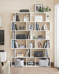 Songmics Wooden Bookcase, Cube Display Shelf And Room Divider, Freestanding Decorative Contemporary 6 Tier Storage Shelving Bookshelf Unit - thumbnail 3