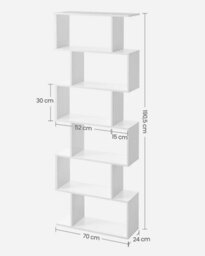 Songmics Wooden Bookcase, Cube Display Shelf And Room Divider, Freestanding Decorative Contemporary 6 Tier Storage Shelving Bookshelf Unit - thumbnail 9