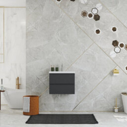 Probaty Bathrooms Vanity Unit Matte Anthracite Mdf,600X385X520mm,wall Mounted,2 Drawers With Artificial Stone Basin - thumbnail 2